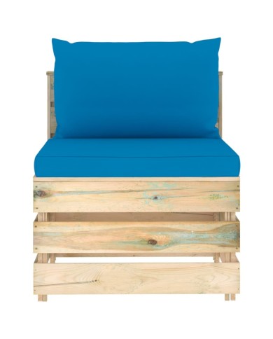 Salon de jardin 4 pcs avec coussins Bois imprégné de vert