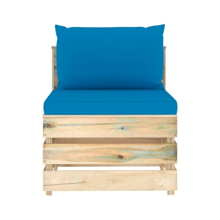 Salon de jardin 4 pcs avec coussins Bois imprégné de vert