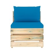 Salon de jardin 4 pcs avec coussins Bois imprégné de vert
