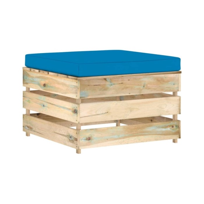 Salon de jardin 4 pcs avec coussins Bois imprégné de vert
