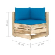 Salon de jardin 4 pcs avec coussins Bois imprégné de vert