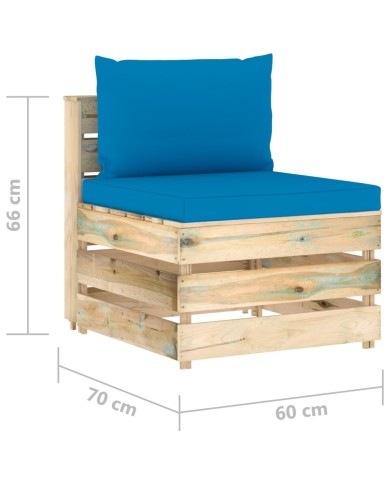Salon de jardin 4 pcs avec coussins Bois imprégné de vert