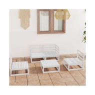 Salon de jardin 5 pcs Blanc Bois de pin massif 