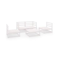 Salon de jardin 5 pcs Blanc Bois de pin massif 
