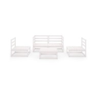 Salon de jardin 5 pcs Blanc Bois de pin massif 