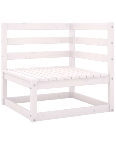 Salon de jardin 5 pcs Blanc Bois de pin massif 