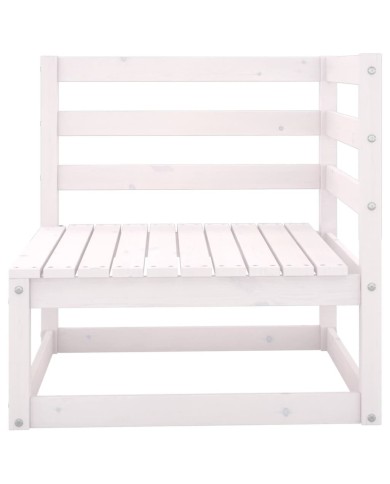 Salon de jardin 5 pcs Blanc Bois de pin massif 