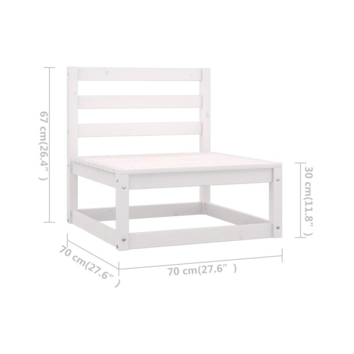 Salon de jardin 5 pcs Blanc Bois de pin massif 