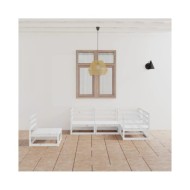 Salon de jardin 5 pcs Blanc Bois de pin massif 