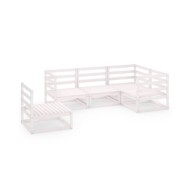 Salon de jardin 5 pcs Blanc Bois de pin massif 