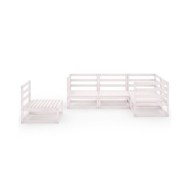 Salon de jardin 5 pcs Blanc Bois de pin massif 