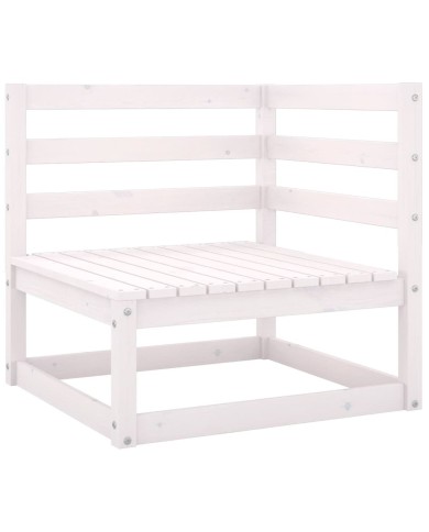 Salon de jardin 5 pcs Blanc Bois de pin massif 