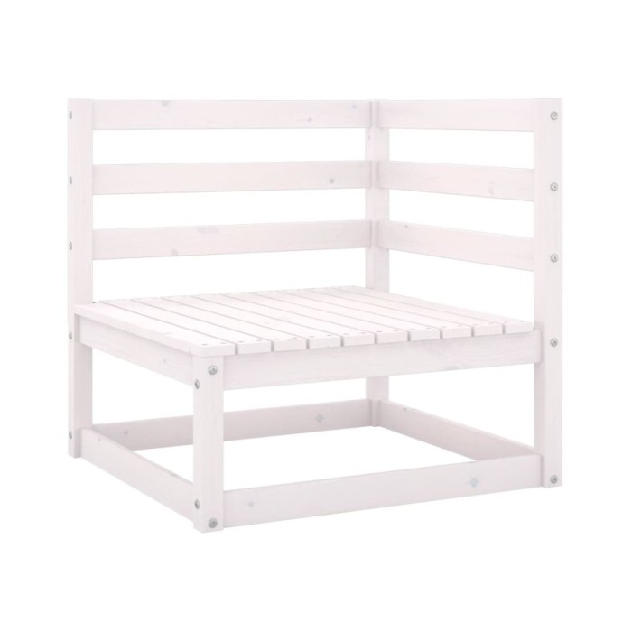 Salon de jardin 5 pcs Blanc Bois de pin massif 