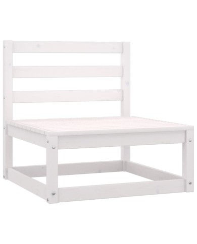 Salon de jardin 5 pcs Blanc Bois de pin massif 