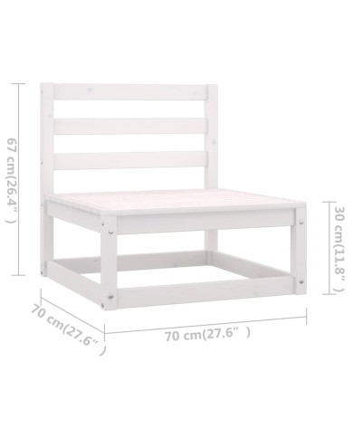 Salon de jardin 5 pcs Blanc Bois de pin massif 