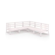 Salon de jardin 5 pcs Blanc Bois de pin massif