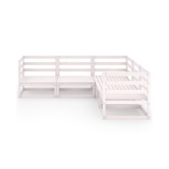 Salon de jardin 5 pcs Blanc Bois de pin massif