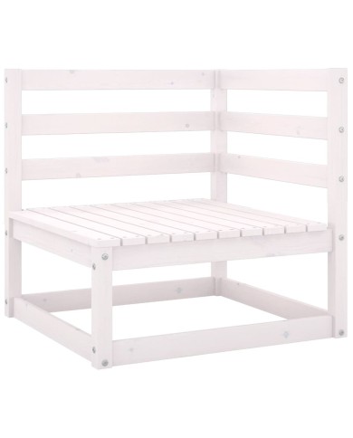 Salon de jardin 5 pcs Blanc Bois de pin massif