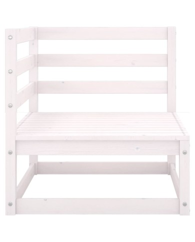 Salon de jardin 5 pcs Blanc Bois de pin massif