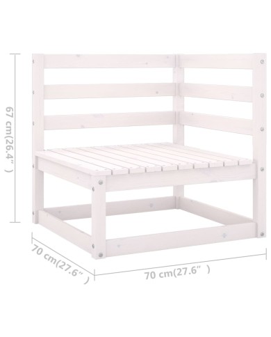 Salon de jardin 5 pcs Blanc Bois de pin massif