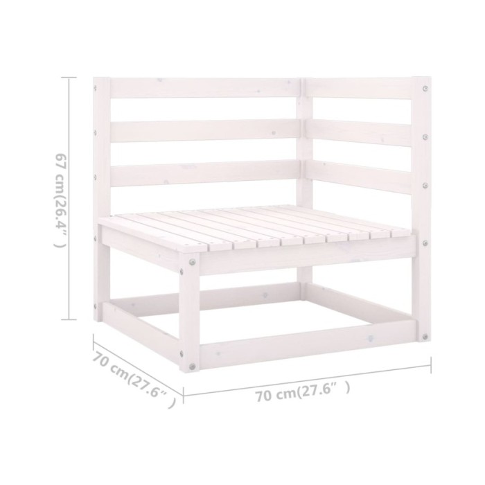 Salon de jardin 5 pcs Blanc Bois de pin massif