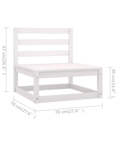 Salon de jardin 5 pcs Blanc Bois de pin massif