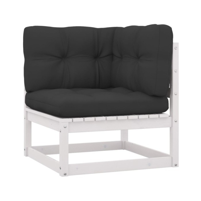Salon de jardin 6 pcs avec coussins Blanc Bois de pin massif