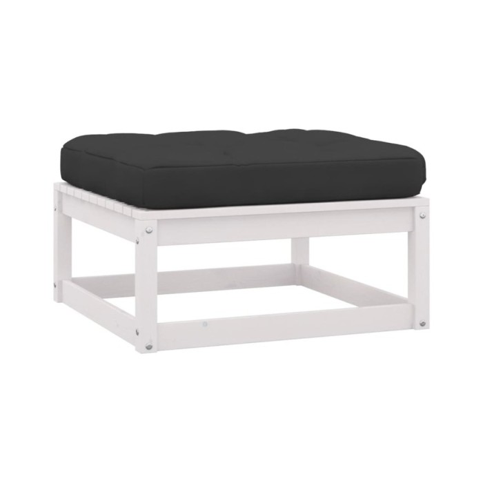 Salon de jardin 6 pcs avec coussins Blanc Bois de pin massif