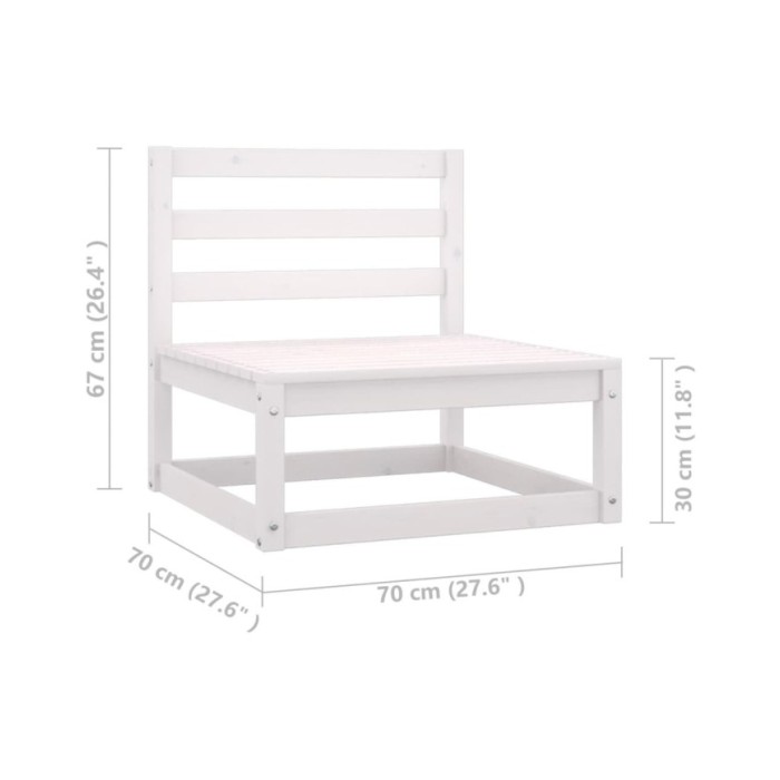 Salon de jardin 6 pcs avec coussins Blanc Bois de pin massif