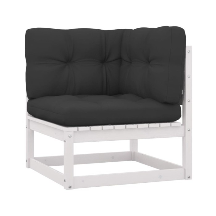 Salon de jardin 8 pcs avec coussins Blanc Bois de pin massif
