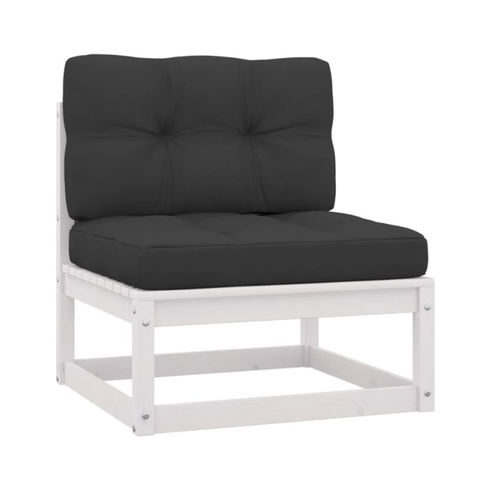 Salon de jardin 8 pcs avec coussins Blanc Bois de pin massif