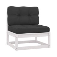 Salon de jardin 8 pcs avec coussins Blanc Bois de pin massif