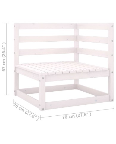 Salon de jardin 8 pcs avec coussins Blanc Bois de pin massif