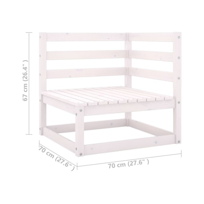 Salon de jardin 8 pcs avec coussins Blanc Bois de pin massif