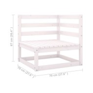 Salon de jardin 8 pcs avec coussins Blanc Bois de pin massif
