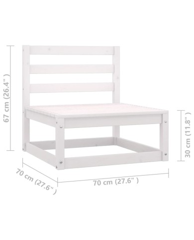 Salon de jardin 8 pcs avec coussins Blanc Bois de pin massif