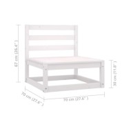 Salon de jardin 8 pcs avec coussins Blanc Bois de pin massif