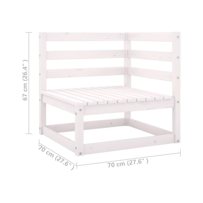 Salon de jardin 6 pcs avec coussins Blanc Bois de pin massif