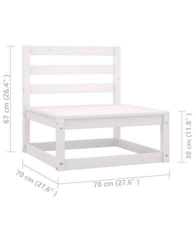 Salon de jardin 6 pcs avec coussins Blanc Bois de pin massif