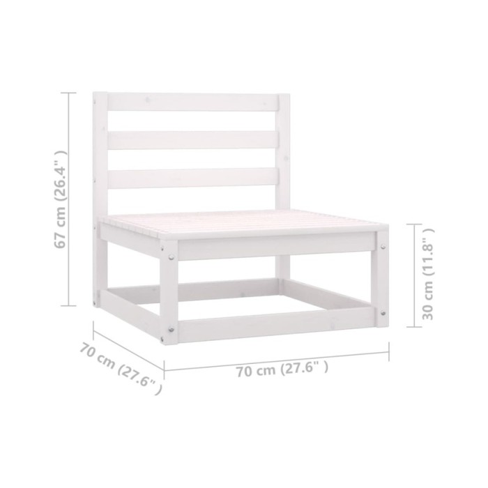 Salon de jardin 6 pcs avec coussins Blanc Bois de pin massif