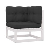 Salon de jardin 7 pcs avec coussins Blanc Bois de pin massif