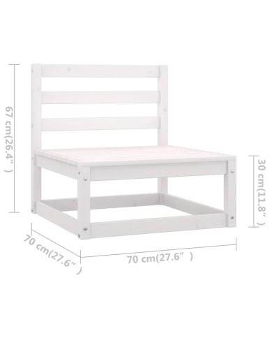 Salon de jardin 7 pcs avec coussins Blanc Bois de pin massif