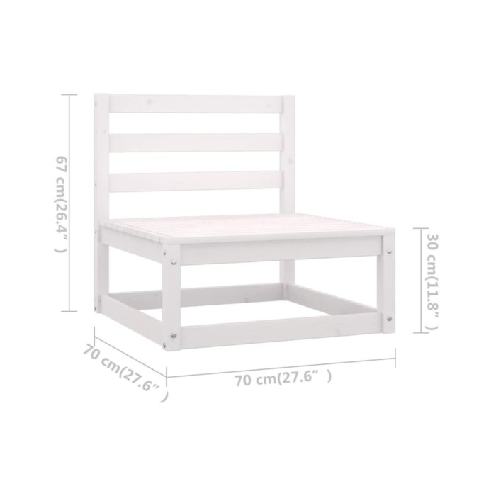 Salon de jardin 7 pcs avec coussins Blanc Bois de pin massif