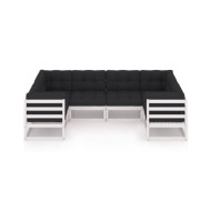 Salon de jardin 6 pcs avec coussins Blanc Bois de pin massif