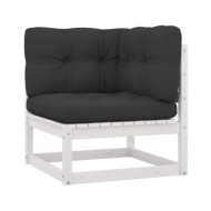 Salon de jardin 6 pcs avec coussins Blanc Bois de pin massif