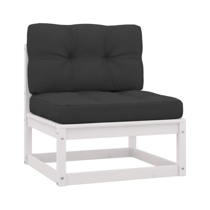 Salon de jardin 6 pcs avec coussins Blanc Bois de pin massif