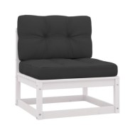 Salon de jardin 6 pcs avec coussins Blanc Bois de pin massif