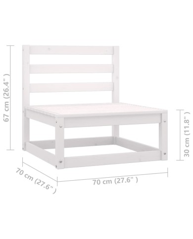 Salon de jardin 6 pcs avec coussins Blanc Bois de pin massif