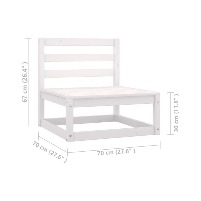 Salon de jardin 6 pcs avec coussins Blanc Bois de pin massif