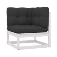 Salon de jardin 10 pcs avec coussins Blanc Bois de pin massif